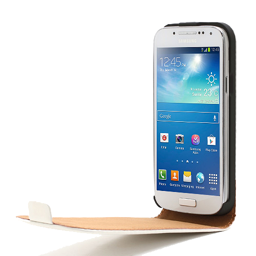 Samsung Galaxy S4 Mini Skinn Flip Etui V2 Hvit