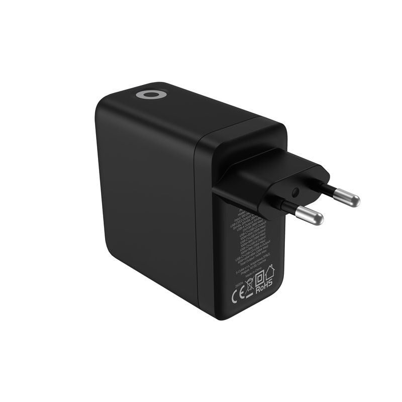 Display Vegglader Mobile Origin GaN 140 W med 2x USB-C + 1x USB-A - Svart