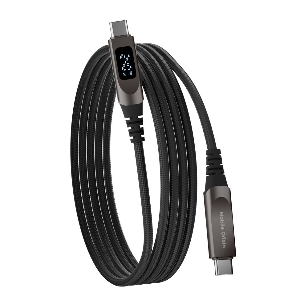 Mobile Origin 240W USB-C til USB-C Kabel med Skjerm - 1,5 m - Svart