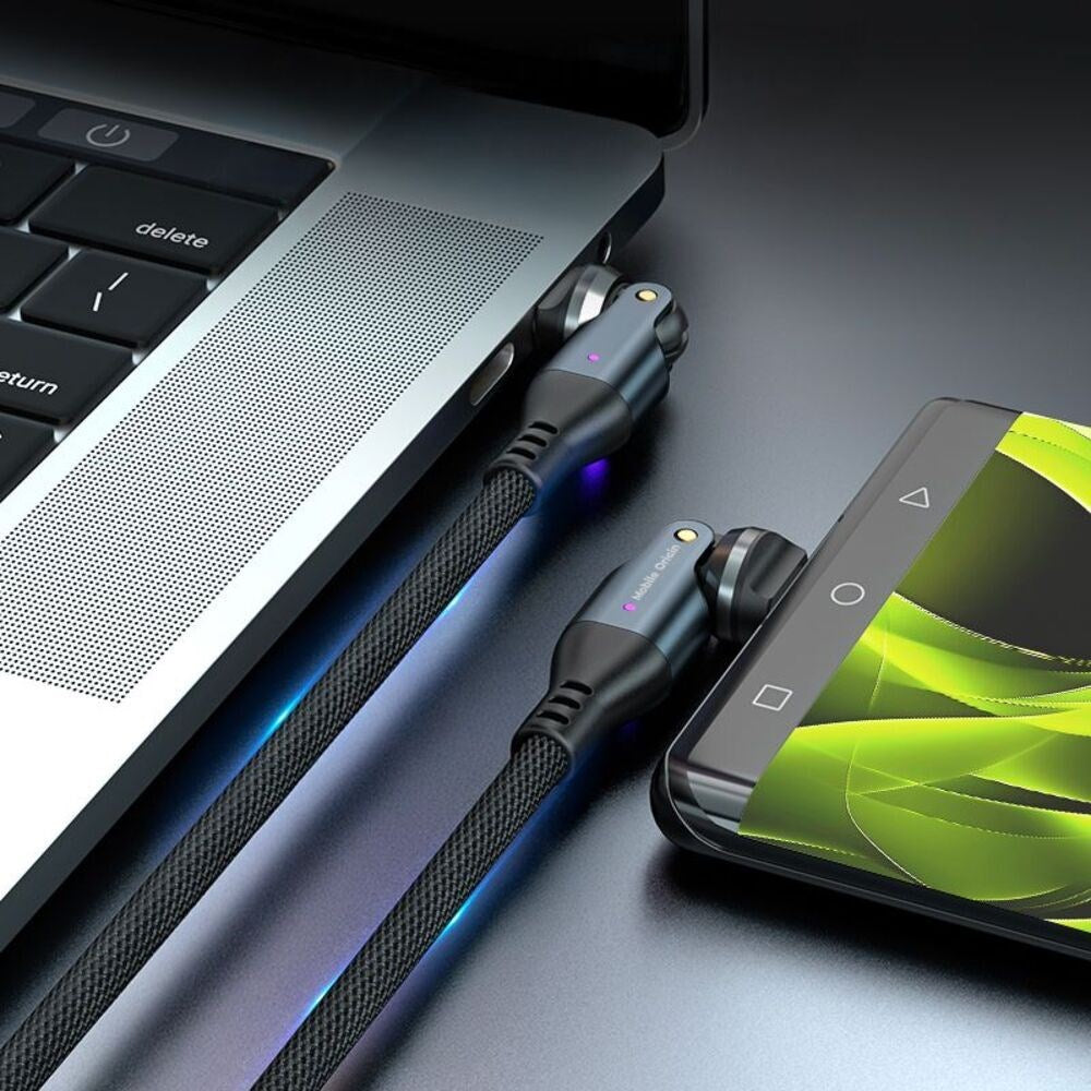 Mobile Origin 240W USB-C til USB-C Kabel med 540° Roterende Ledd – 1 m - Grå