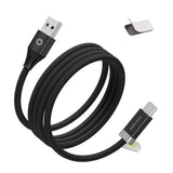 Magnetisk USB-C til USB-A-kabel fra Mobile Origin 27W med 2 Selvklebende Magnetiske Puter - 1,5 M - Svart