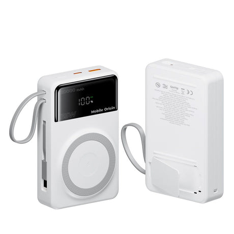 PowerBank Mobile Origin 35 W PD 20 000 mAh med Skjerm - MagSafe Kompatibel - Hvit