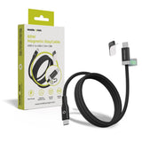 Magnetisk USB-C til USB-C -kabel fra Mobile Origin 60W med 2 Selvklebende Magnetiske Puter - 1,5 M - Svart