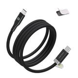 Magnetisk USB-C til USB-C -kabel fra Mobile Origin 60W med 2 Selvklebende Magnetiske Puter - 1,5 M - Svart