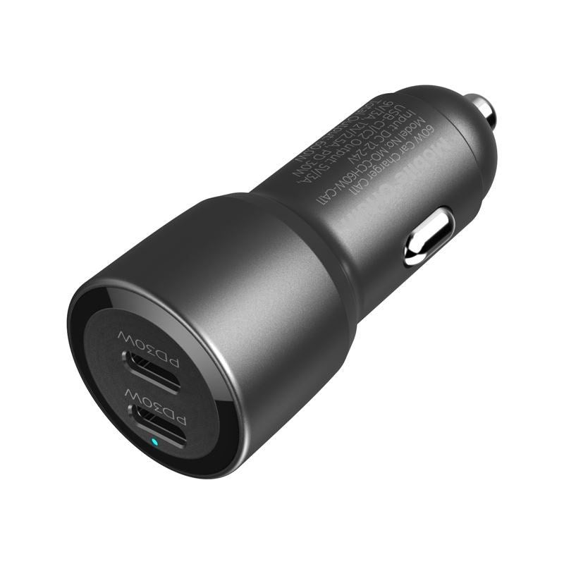 Bilopplader Mobile Origin 60W med 2 X USB-C - Svart