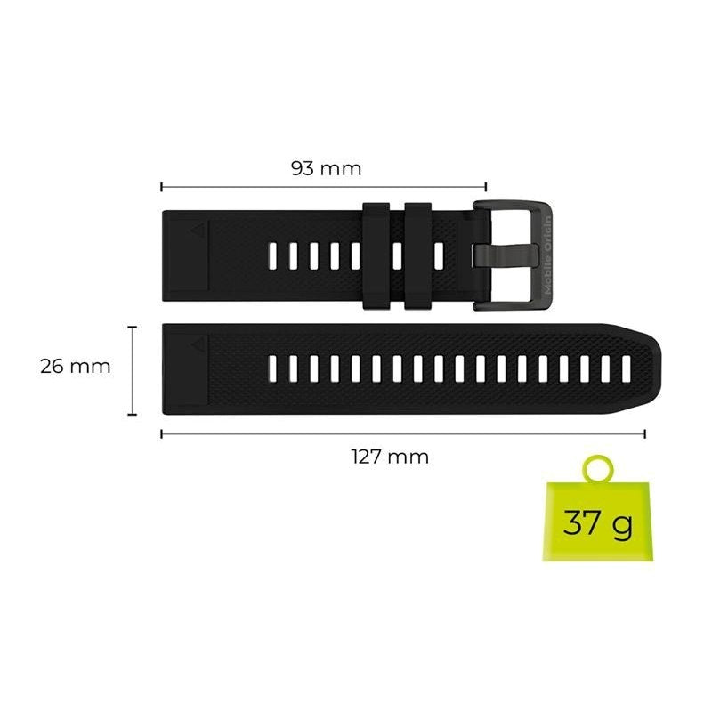 Universal Garmin 26mm QuickFit Mobile Origin Easy Strap Silikon Rem - Svart