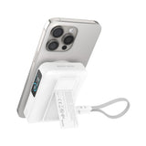 Mobile Origin 10 000 mAh Powerbank med Trådløs Lading / Innebygd USB-C Kabel - MagSafe / Qi2 Kompatibel - Hvit