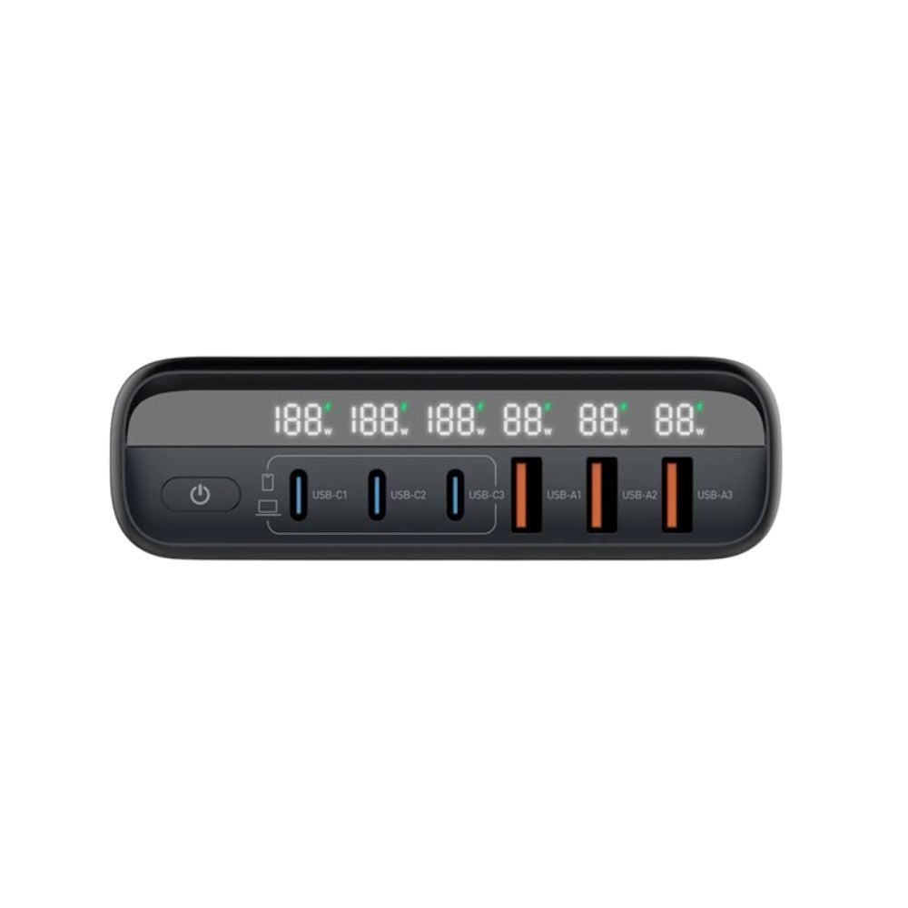 6-i-1 Reiseadapter Til EU/UK/USA Mobile Origin - 3x USB-C + 3x USB-A – Svart