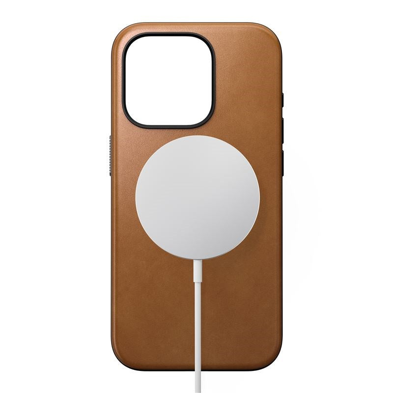 iPhone 15 Pro Nomad Modern Leather Deksel - MagSafe Kompatibel - Tan