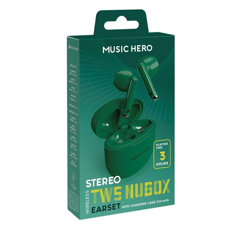 MUSIC HERO Nubox True Wireless Stereo In-Ear Hodetelefoner - Grønn