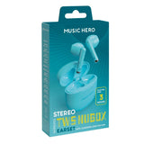 MUSIC HERO Nubox True Wireless Stereo In-Ear Hodetelefoner - Lyse blå