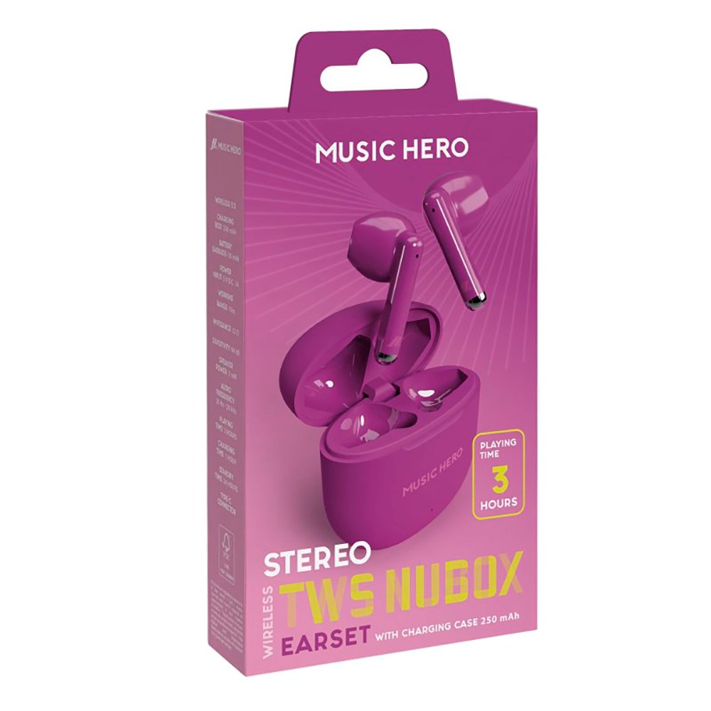 MUSIC HERO Nubox True Wireless Stereo In-Ear Hodetelefoner - Lilla