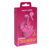 MUSIC HERO Nubox True Wireless Stereo In-Ear Hodetelefoner - Pink