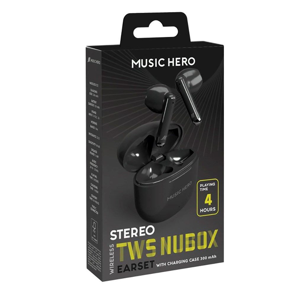 MUSIC HERO Nubox True Wireless Stereo In-Ear Headphones - Svart