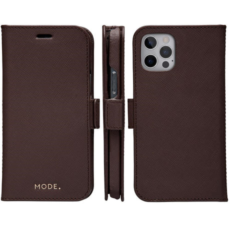 Dbramante1928 iPhone 12/12 Pro New York 2-i-1 Lær Flipdeksel - Brun