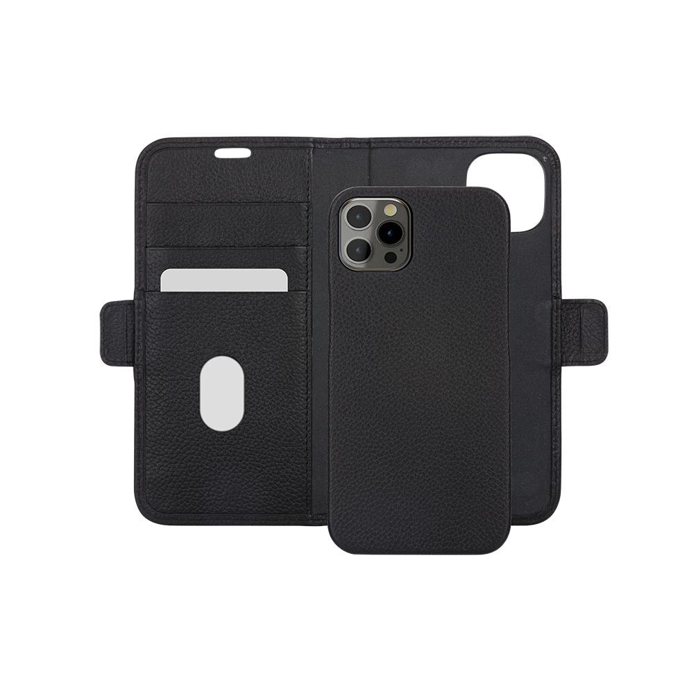 Dbramante1928 iPhone 12/12 Pro New York 2-i-1 Lær Flipdeksel - Svart