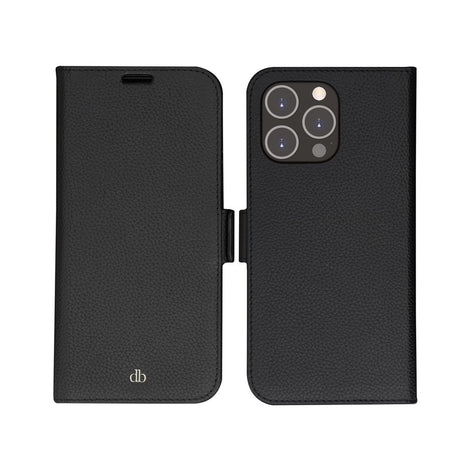 iPhone 14 Pro Max dbramante1928 New York 2-i-1 Ekte Skinn Flip Deksel - Night Black