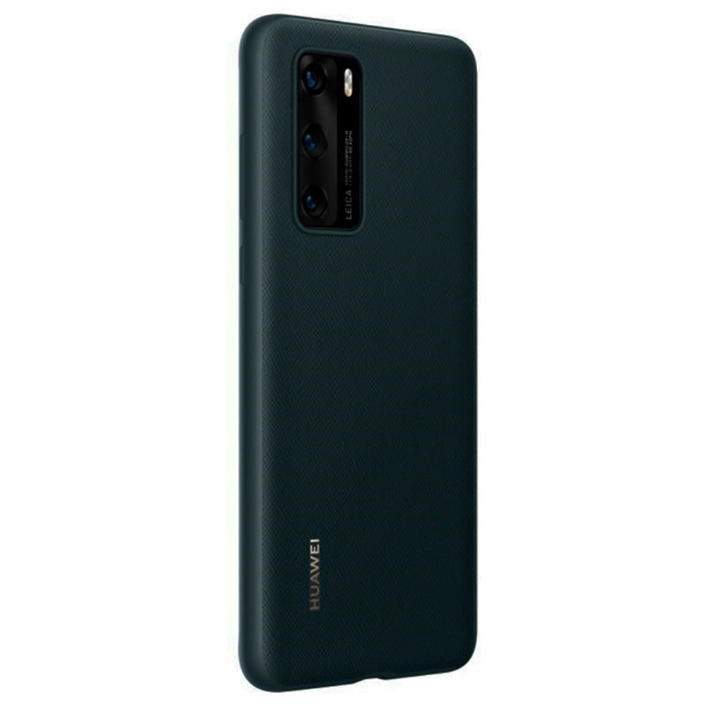 Original Huawei P40 PU Deksel - Svart med Grønt Skjær