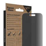 iPhone 14 Pro PanzerGlass AntiBacterial Classic Fit Beskyttelsesglass- Privacy Filter - Platinum Strength - Transparent / Svart