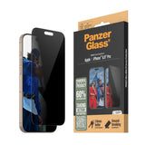 iPhone 16 Pro Max PanzerGlass Ultra Wide Fit Skjermbeskyttelse m. EasyAligner - Privacy - Diamond Strength - Gjennomsiktig / Svart Kant