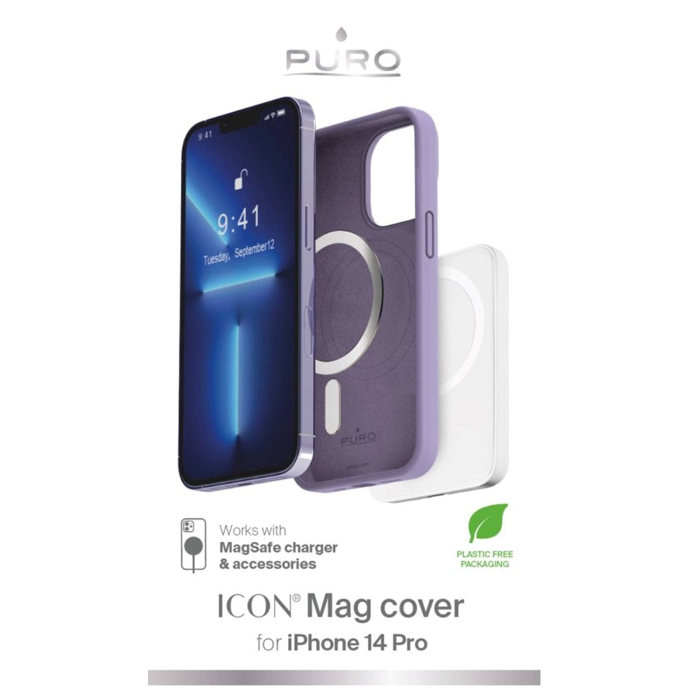 iPhone 14 Pro PURO ICON MAG Silikon Deksel - MagSafe Kompatibel - Lilla