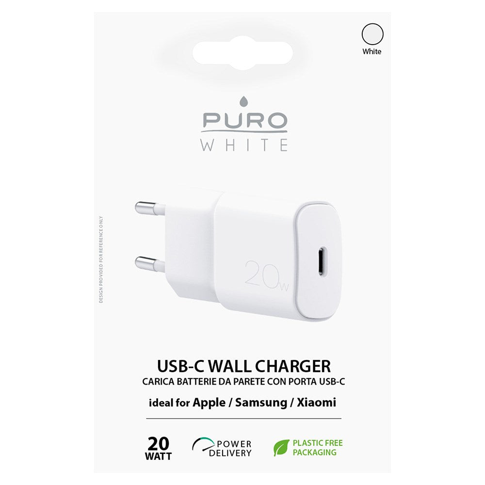 Puro PD 20W Mini Reise Vegglader med USB-C - Hvit