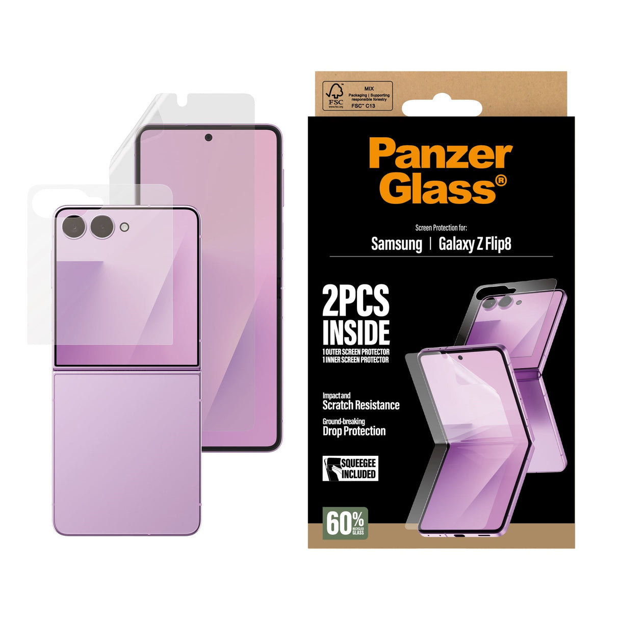 Samsung Galaxy Z Flip8 PanzerGlass® Skjermbeskytter og Skjermbeskytter - Gjennomsiktig
