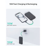 Aukey Spark Sling Powerbank med Innebygd USB-C-Kabel - 10 000 mAh - 20 W - 1 x USB-C - 1 x USB-A - Grå