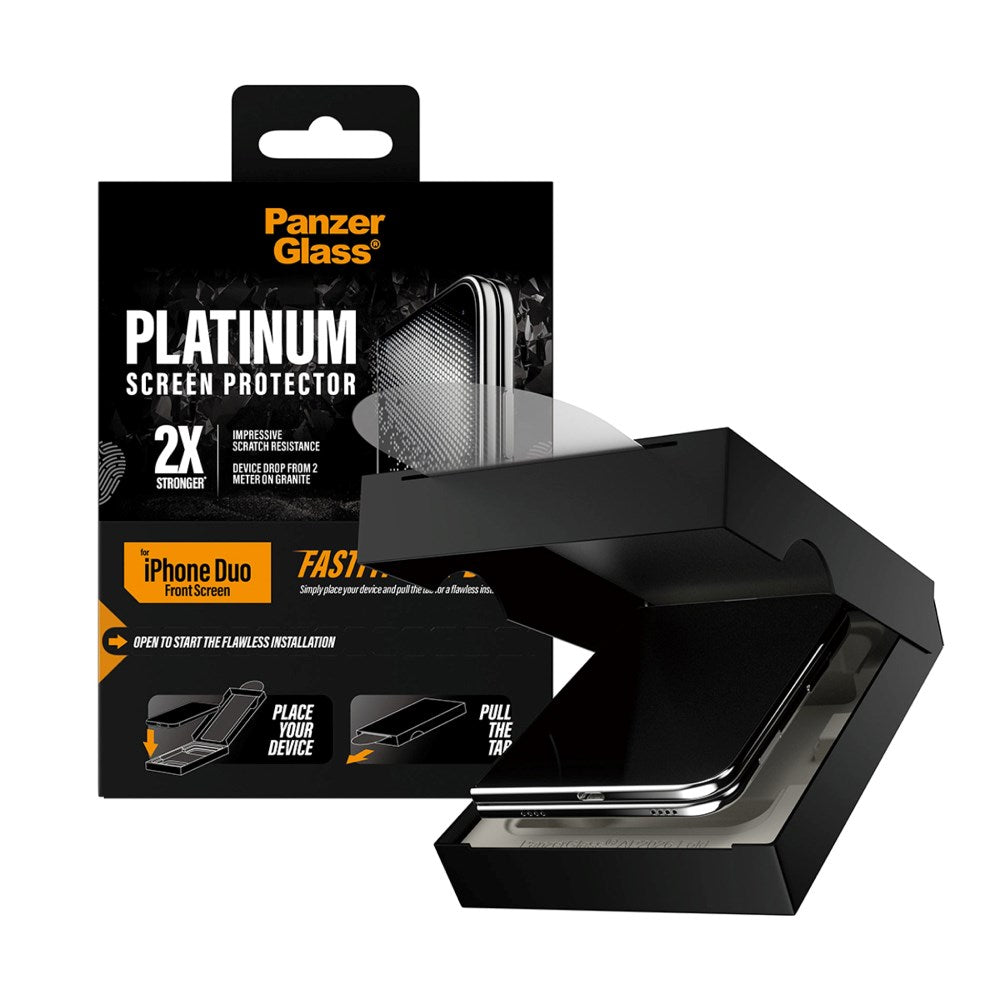 iPhone Duo PanzerGlass Platinum Sub Screen Protector m. FASTFIT IN-A-BOX - Gjennomsiktig