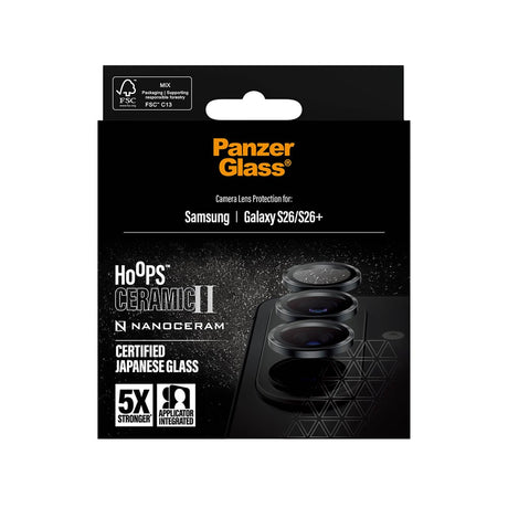 Samsung Galaxy S26 / S26+ (Plus) PanzerGlass Ceramic Hoops Kameralinsebeskyttelse med Monteringsramme - Svart