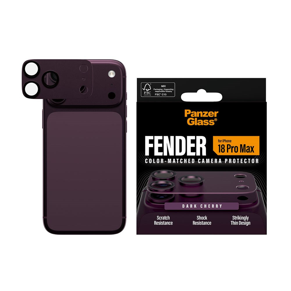 iPhone 18 Pro Max PanzerGlass FENDER Kameralinsebeskyttelse - Dark Cherry
