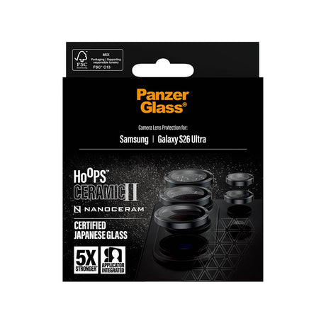 Samsung Galaxy S26 Ultra PanzerGlass Ceramic Hoops Kameralinsebeskyttelse med Monteringsramme - Svart