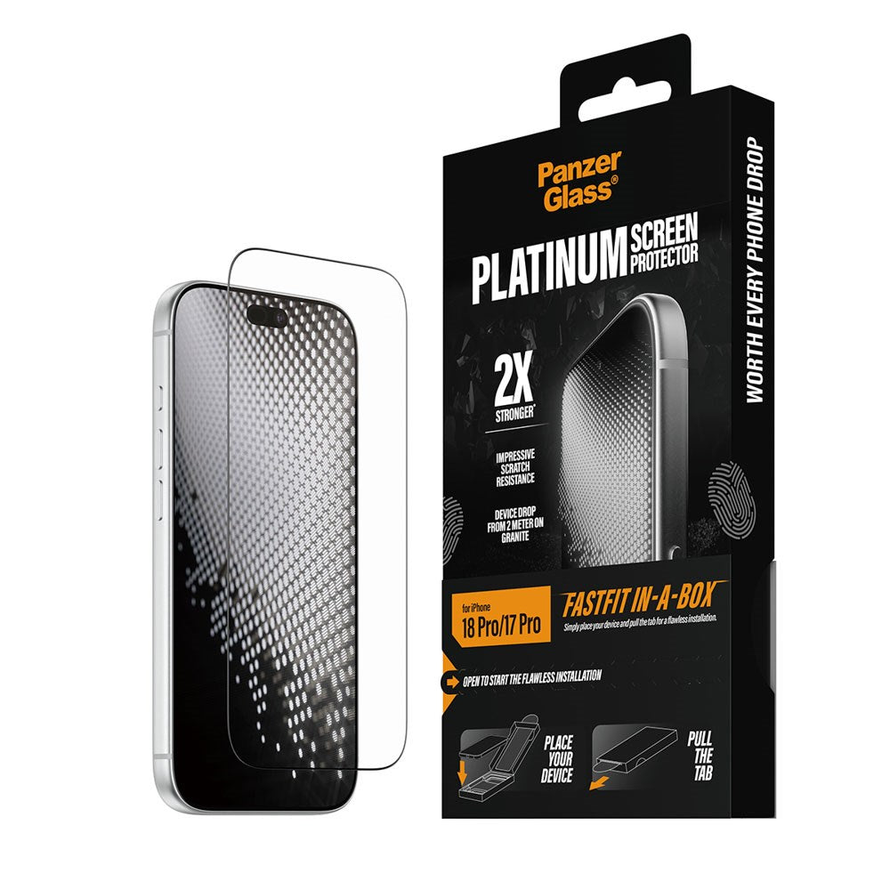 iPhone 18 Pro / 17 Pro PanzerGlass Screen Protector with FastFit-In-A-Box - Gjennomsiktig