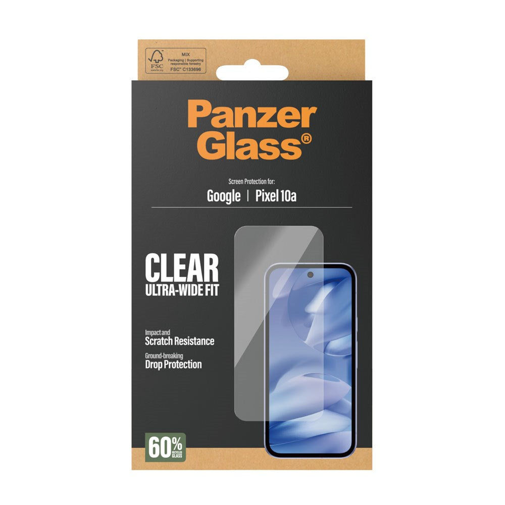 Google Pixel 10a PanzerGlass Skjermbeskyttelsesglass - Ultra Wide Fit - Gjennomsiktig
