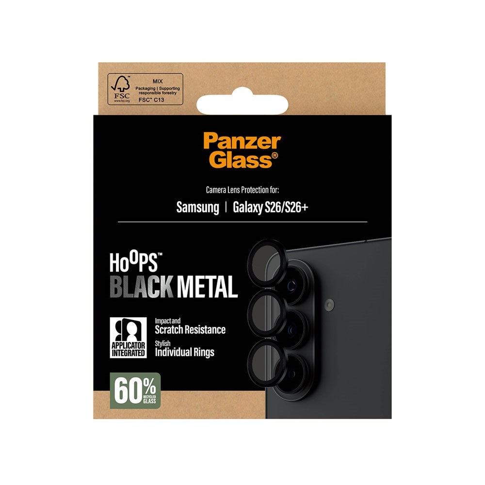 Samsung Galaxy S26 / S26+ (Plus) PanzerGlass Hoops - Kamerabeskyttelse - Gjennomsiktig / Svart Kant