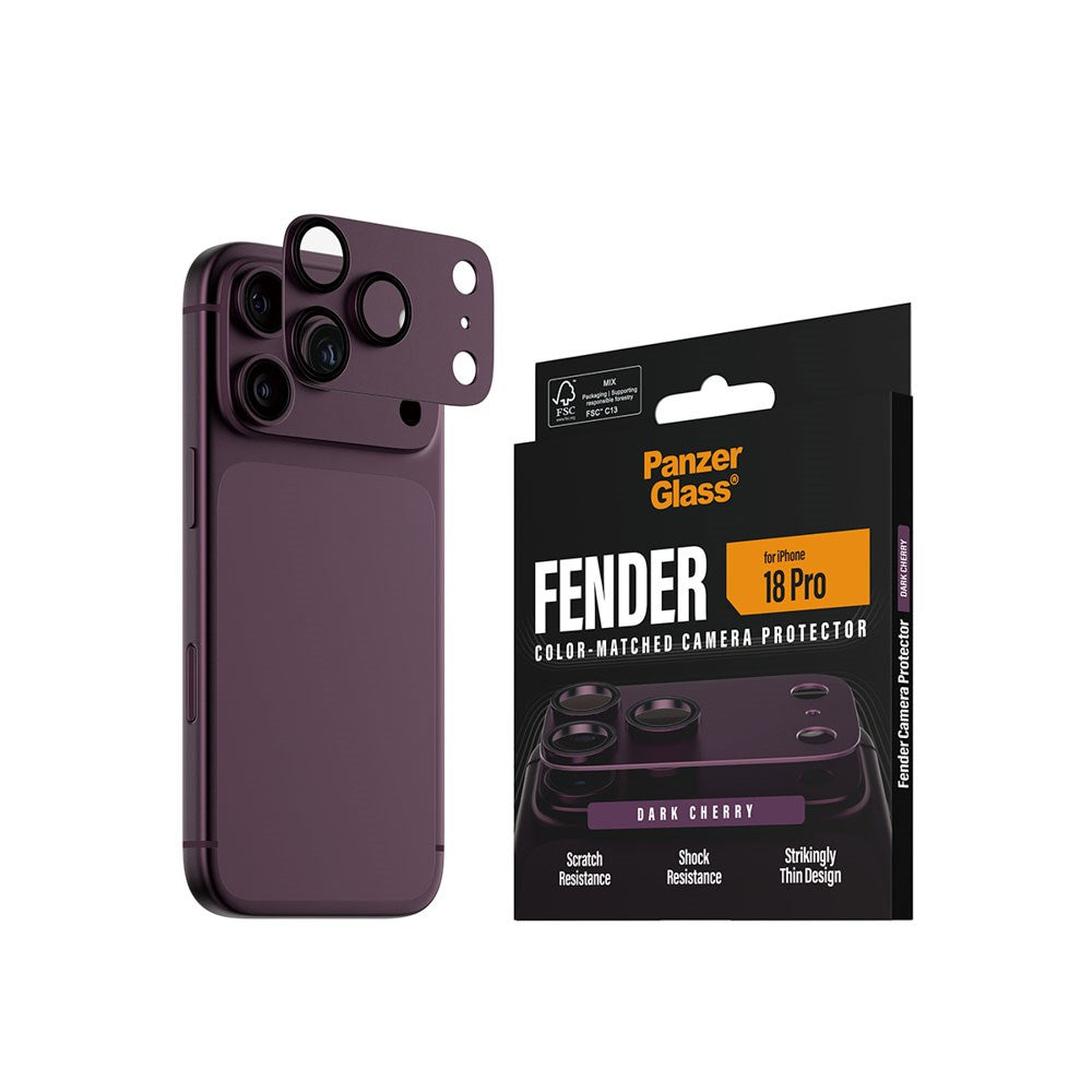 iPhone 18 Pro PanzerGlass FENDER Kameralinsebeskyttelse - Dark Cherry
