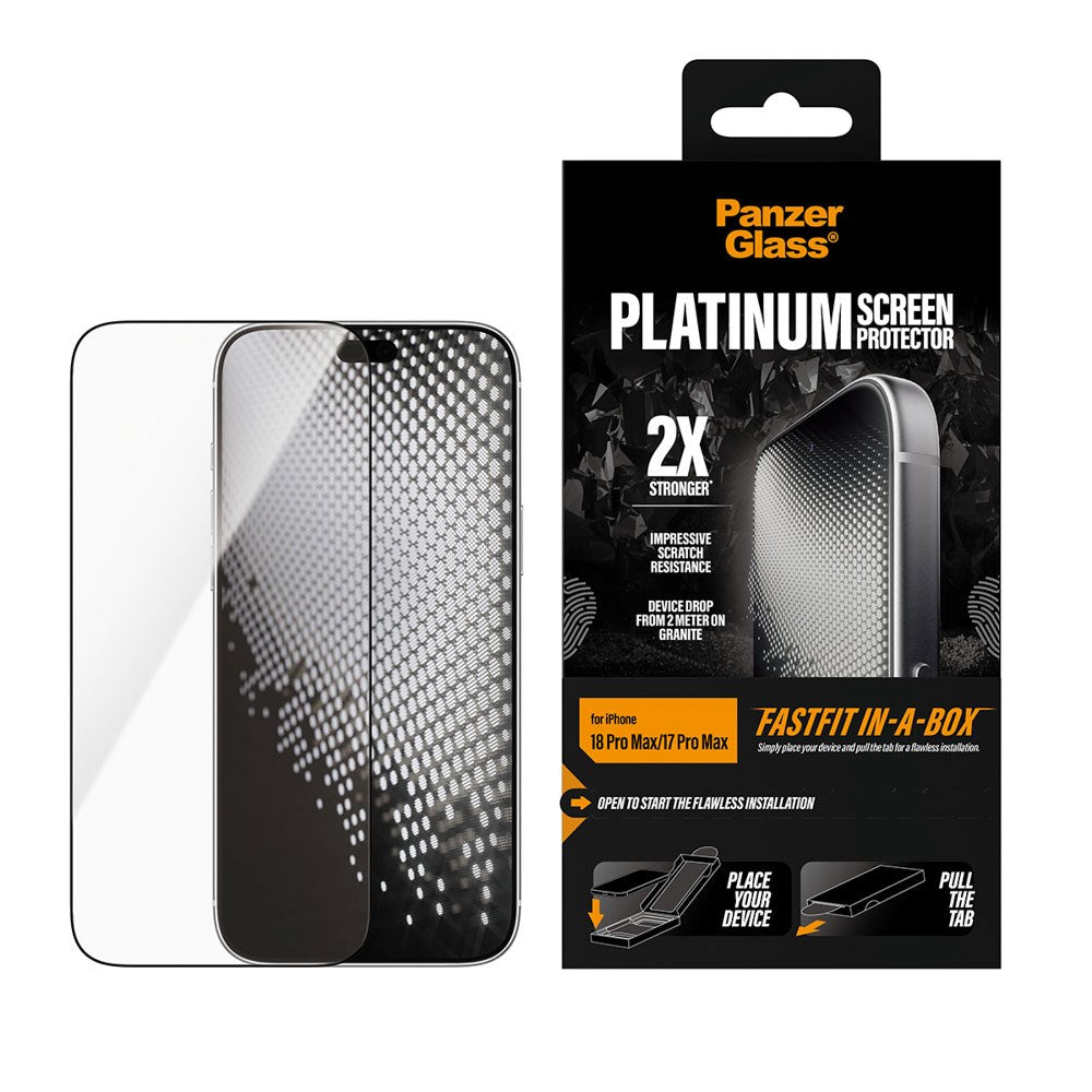 iPhone 18 Pro Max / 17 Pro Max PanzerGlass Screen Protector with FastFit-In-A-Box - Gjennomsiktig