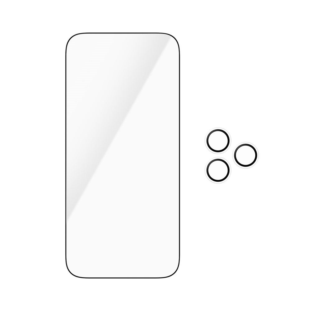 iPhone 18 Pro Max PanzerGlass Essentials 2-in-1 Bundle med EasyAligner / Skjermbeskyttelse (UWF) / Hoops Kamerabeskyttelse - Gjennomsiktig