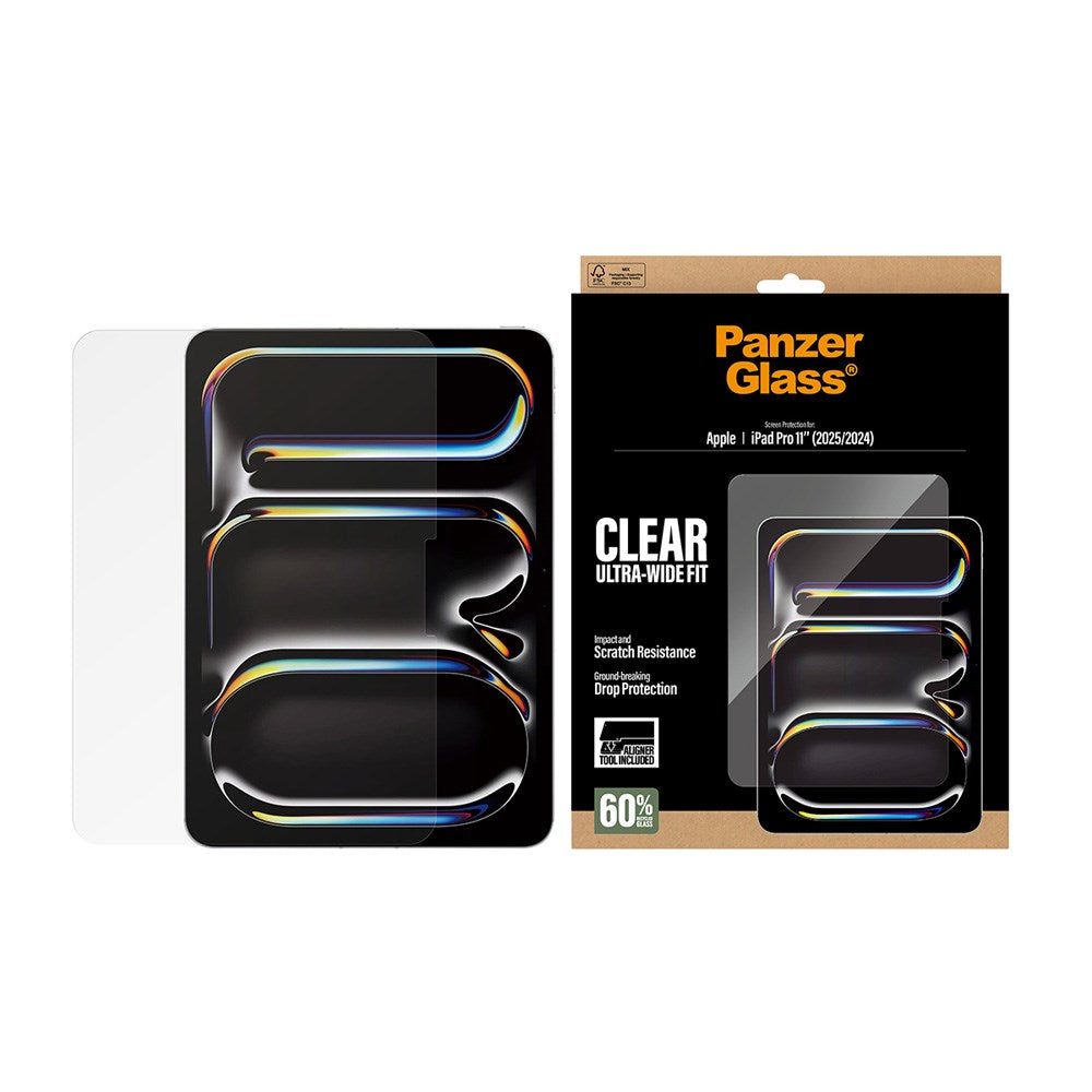 iPad Pro 11" (2025 / 2024) PanzerGlass Skjermbeskyttelsesglass med Installasjonsramme - Ultra-Wide Fit - Gjennomsiktig