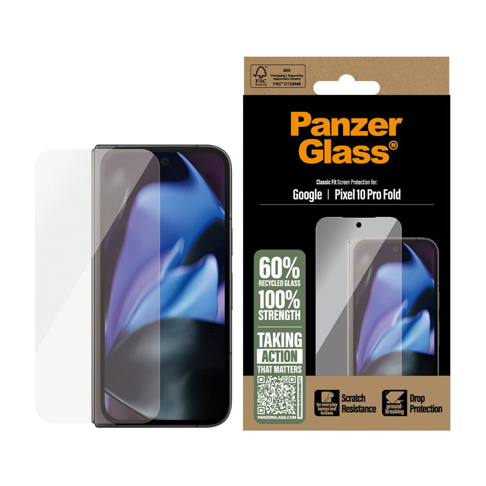 PanzerGlass Google Pixel 10 Pro Fold Skjermbeskyttelsesglass - Ultra Wide Fit - Gjennomsiktig