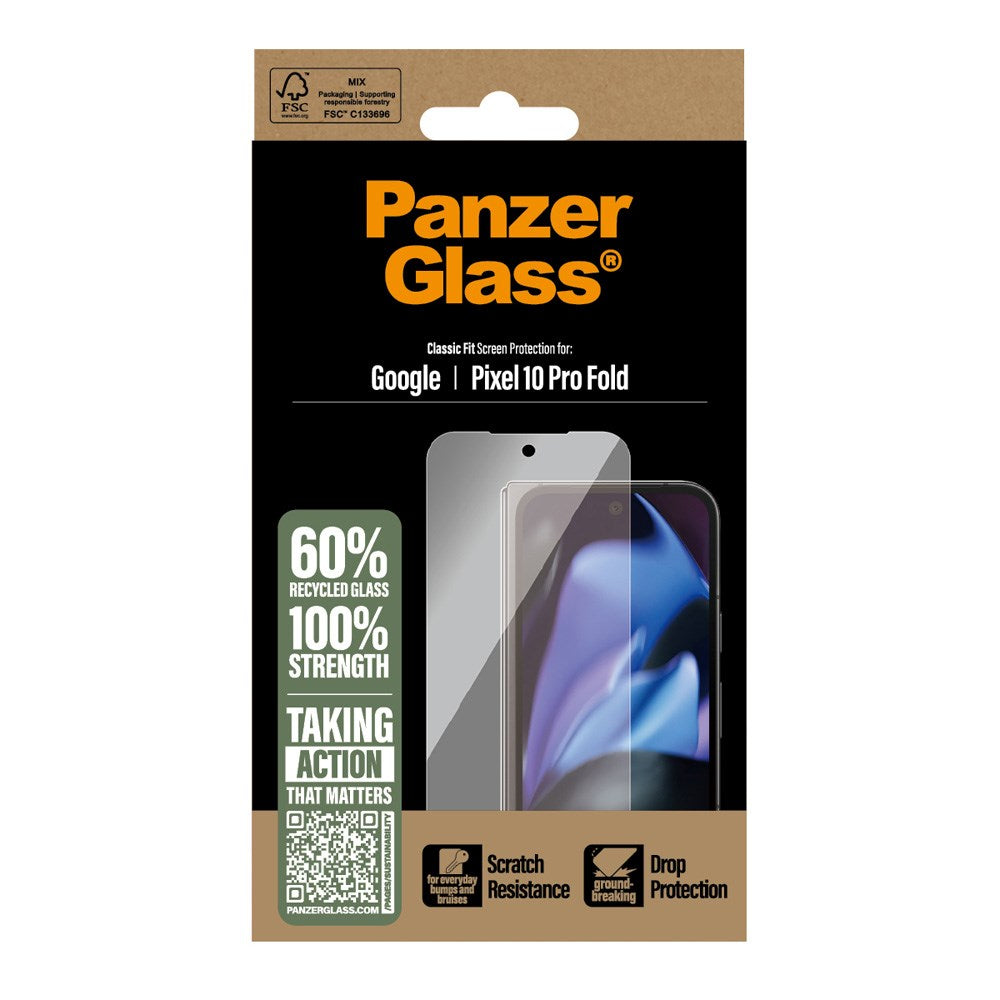 PanzerGlass Google Pixel 10 Pro Fold Skjermbeskyttelsesglass - Ultra Wide Fit - Gjennomsiktig
