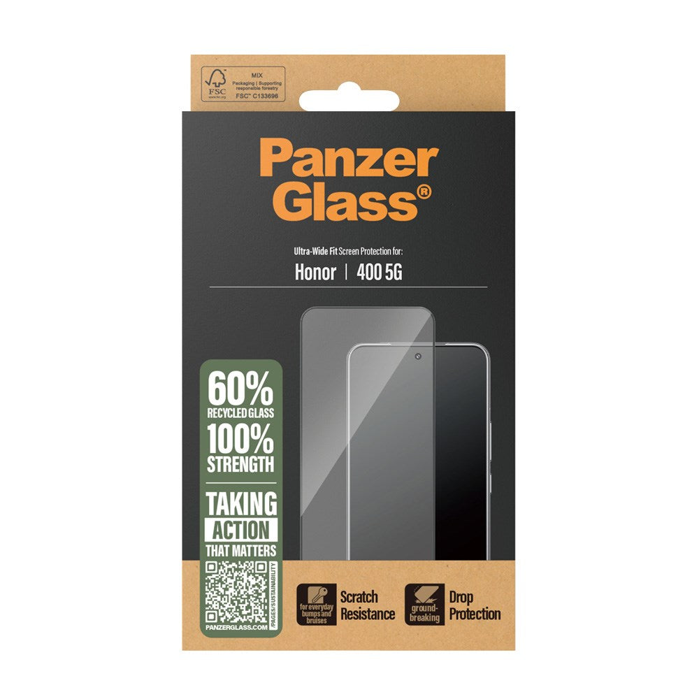PanzerGlass Honor 400 Ultra-Wide Fit Skjermbeskyttelsesglass - Gjennomsiktig / Svart Kant
