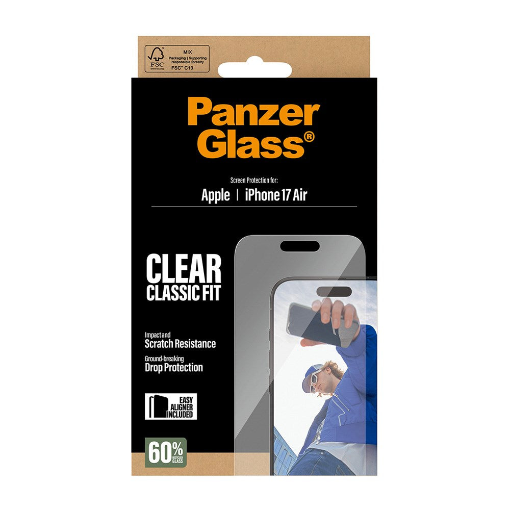 PanzerGlass iPhone Air Skjermbeskytterglass med EasyAligner - Classic Fit - Gjennomsiktig
