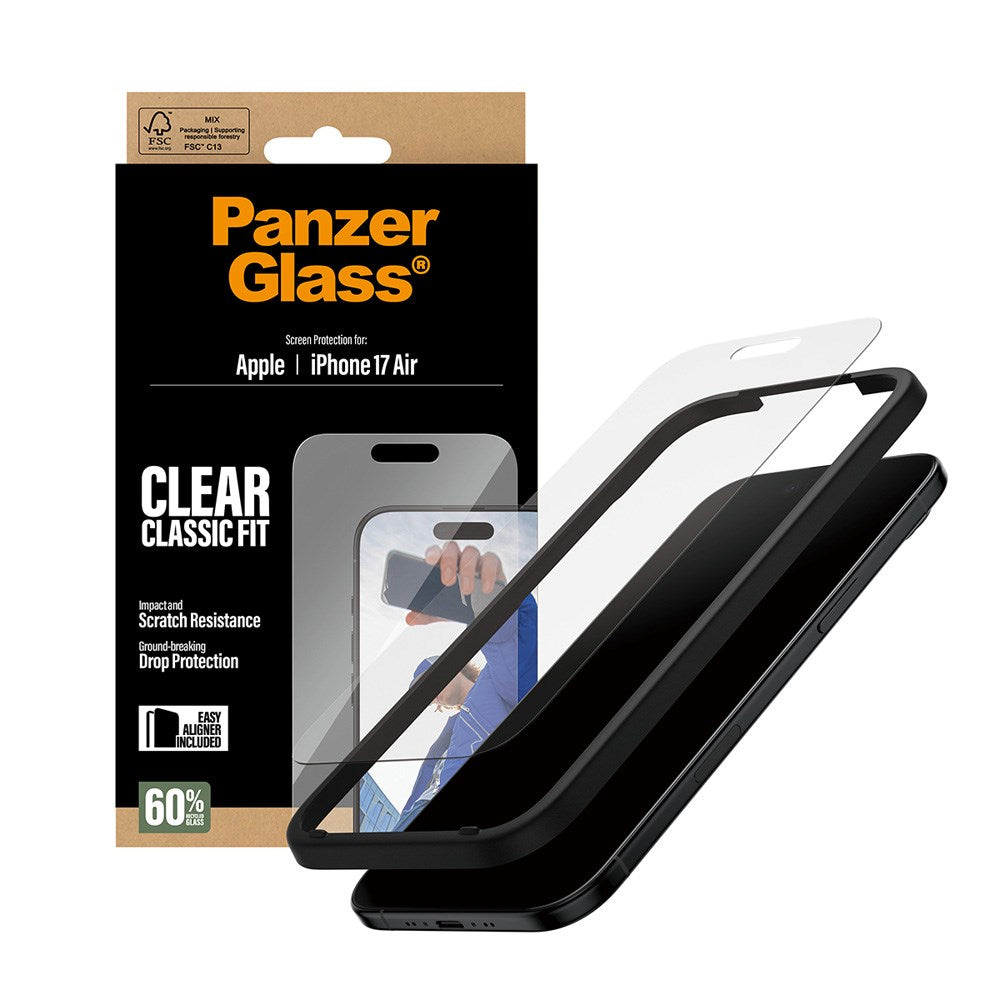 PanzerGlass iPhone Air Skjermbeskytterglass med EasyAligner - Classic Fit - Gjennomsiktig