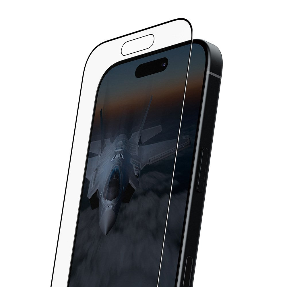 PanzerGlass iPhone 17 / 16 Pro Stealth Skjermbeskyttelse - Ultra-Wide Fit - Gjennomsiktig / Svart Kant