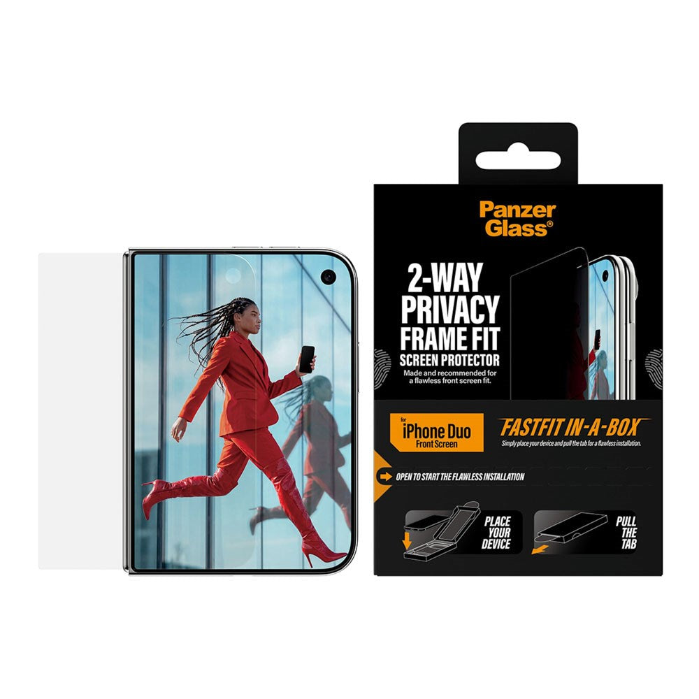 iPhone Duo PanzerGlass Ultra Wide Fit Skjermbeskyttelsesglass m. FastFit In-A-Box - Privacy - Gjennomsiktig