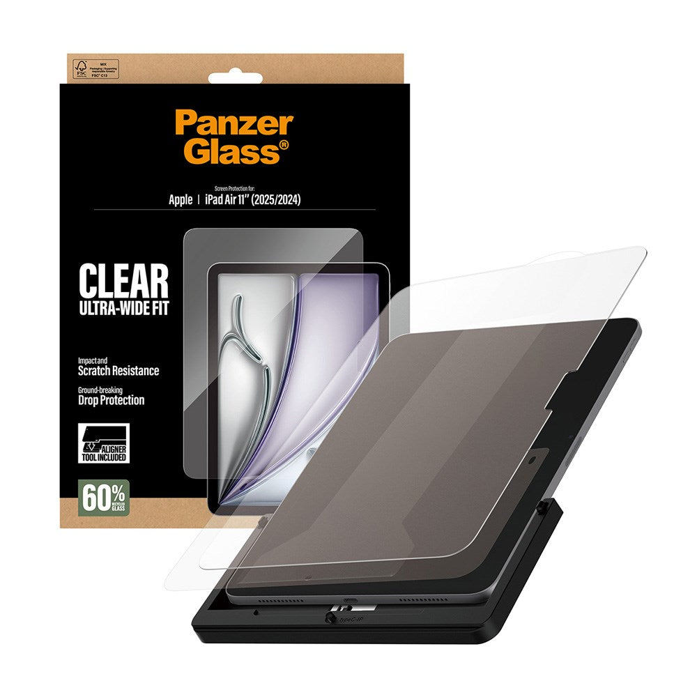 PanzerGlass iPad Air 11" (2026 / 2025 / 2024) Skjermbeskyttelsesglass m. Installasjonsramme - Ultra-Wide Fit - Gjennomsiktig