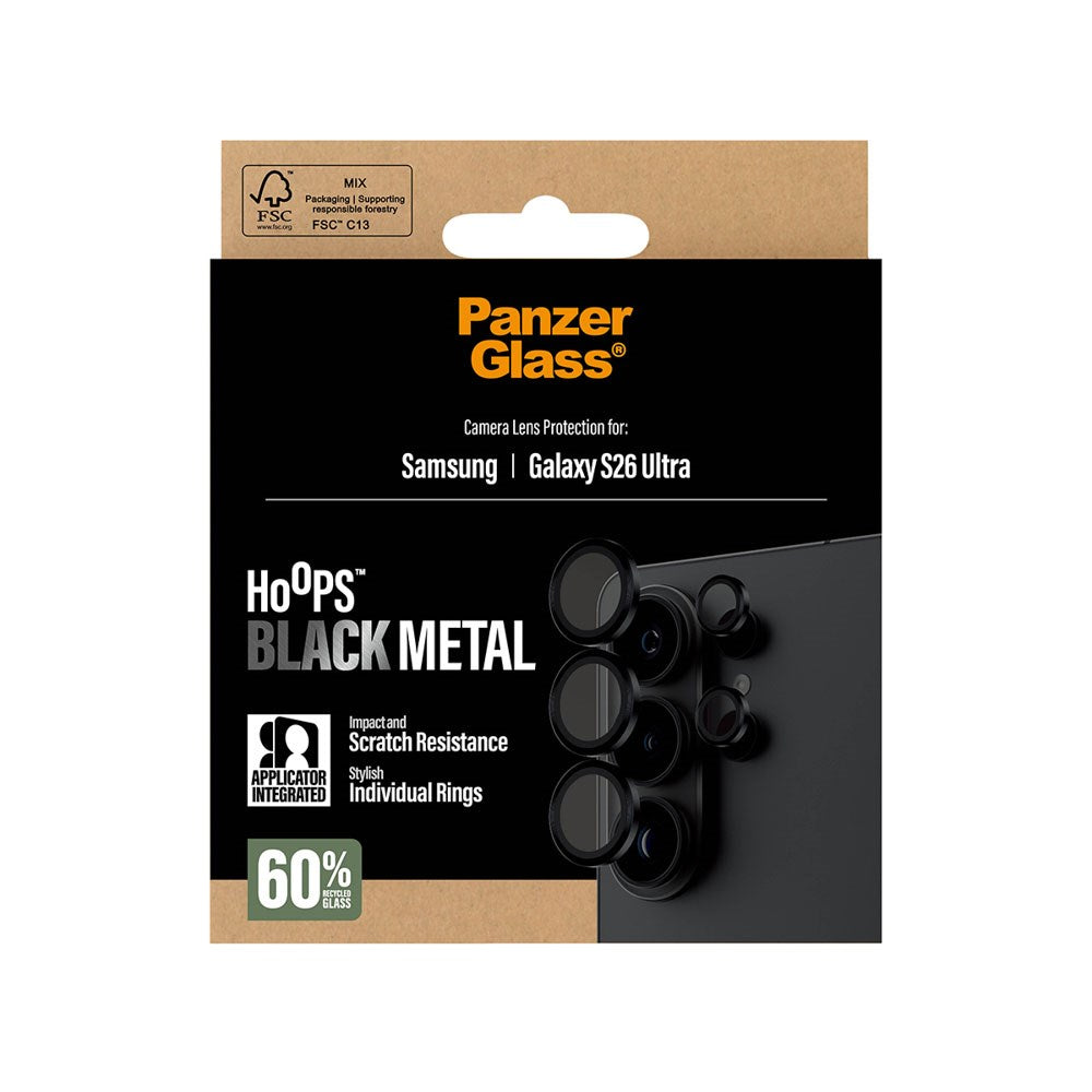 Samsung Galaxy S26 Ultra PanzerGlass Hoops - Kamerabeskyttelse - Gjennomsiktig / Svart