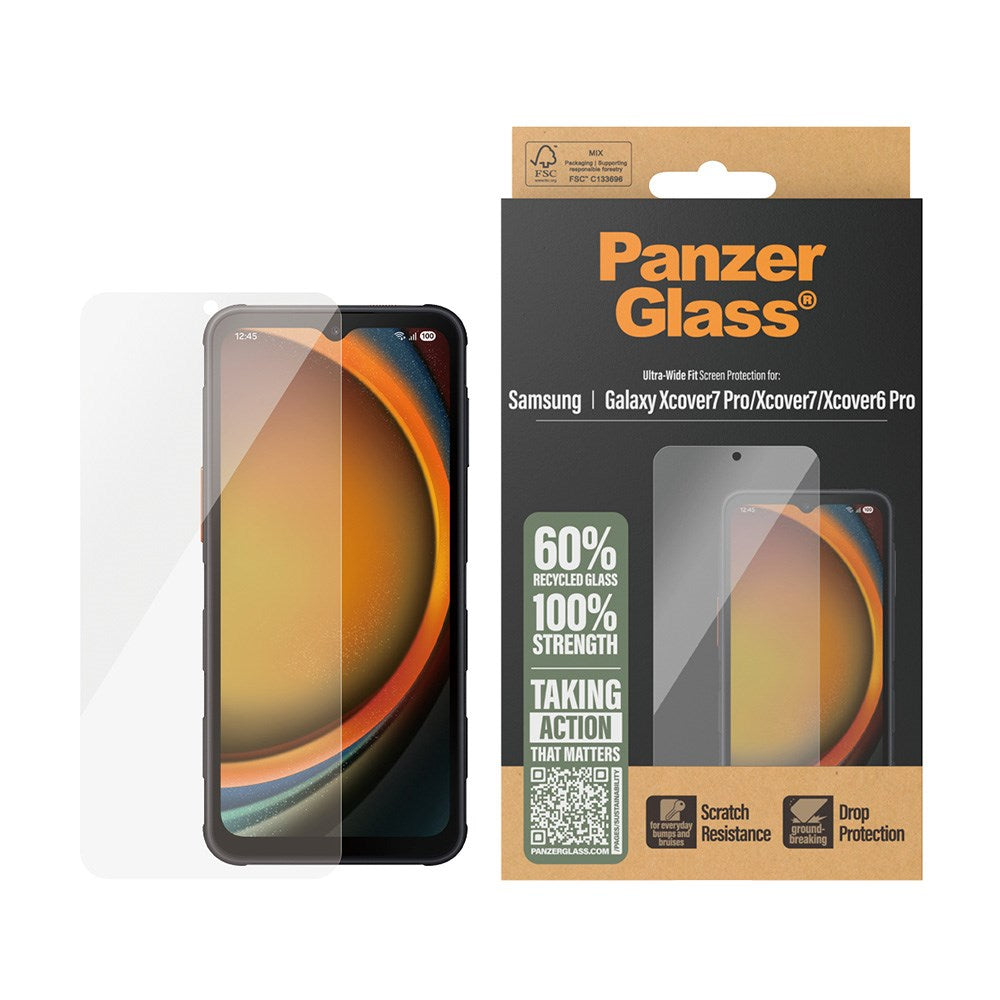 PanzerGlass® Skjermbeskytter - Ultra-Wide Fit for Samsung Galaxy Xcover 7 / 7 Pro med EasyAligner - Gjennomsiktig