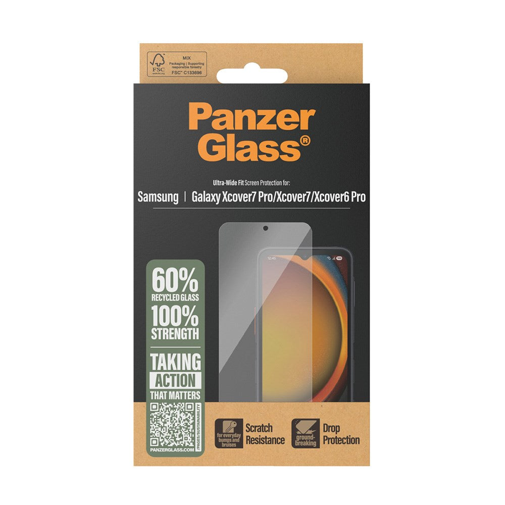 PanzerGlass® Skjermbeskytter - Ultra-Wide Fit for Samsung Galaxy Xcover 7 / 7 Pro med EasyAligner - Gjennomsiktig